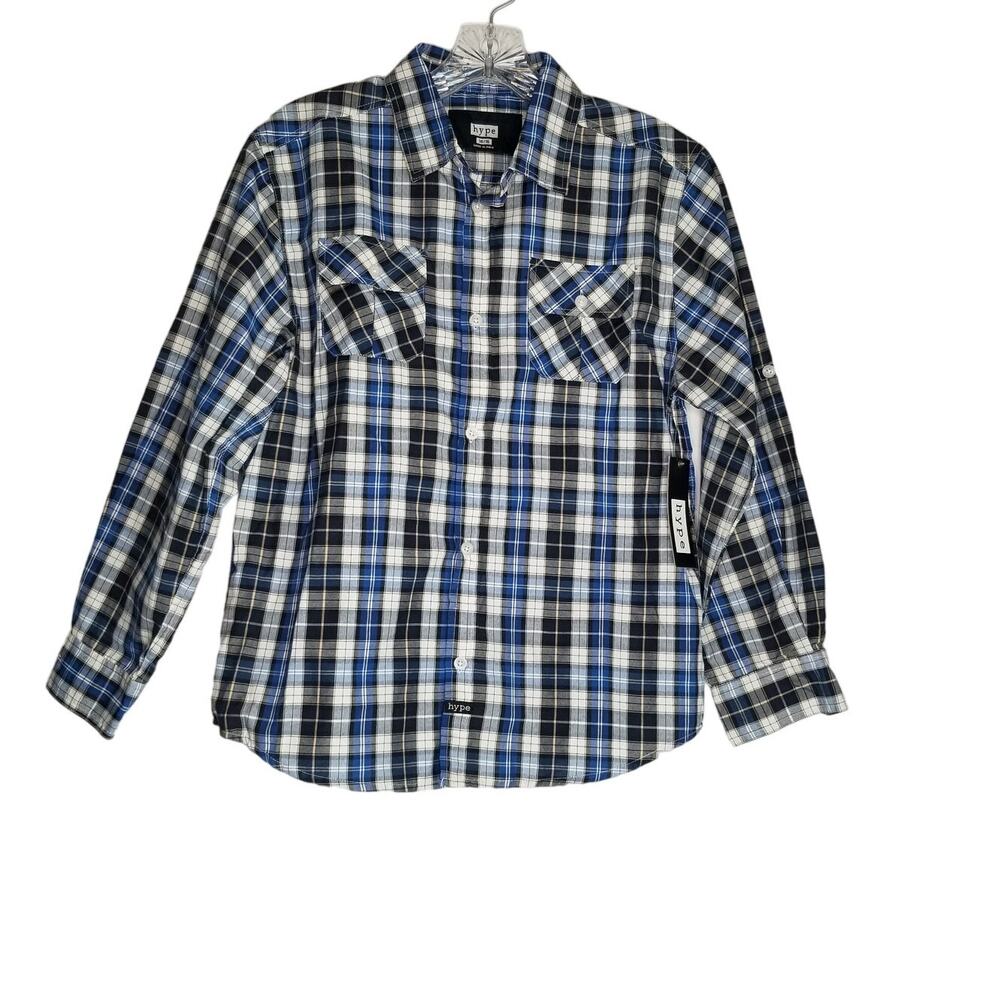 Hype Boy's Plaid Button Down Long Sleeve Shirt, New with Tags
